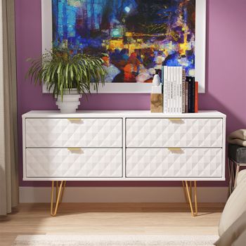 Harlequin White Matt 4 Drawer with Hairpin Legs Bed Box