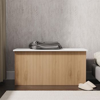 Java Fluted Effect Natural and White 1 Door Blanket Box