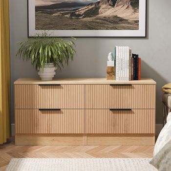 Java Fluted Effect Natural and Nebraska 4 Drawer Bed Box