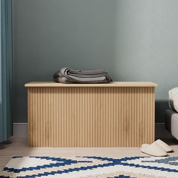 Java Fluted Effect Natural and Nebraska 1 Door Blanket Box