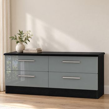 Knightsbridge Grey Gloss and Black Bed Box