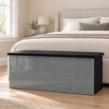 Knightsbridge Grey Gloss and Black Blanket Box