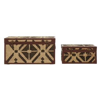 Set of 2 Aztec Brown Black Storage Trunks