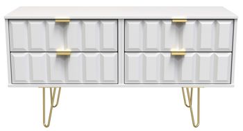 Cube with Gold Hairpin Legs White Bed Box