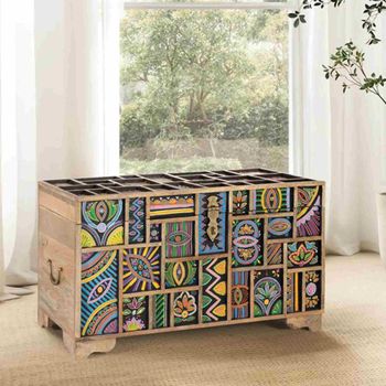 Emelia Painted Mango Wood Storage Trunk