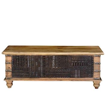 Hartheim Carved Mango Wood Storage Trunk