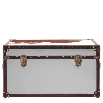 Kensington Townhouse Brown and White Leather Storage Trunk