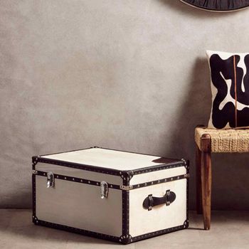 Kensington Townhouse Grey Leather Storage Trunk