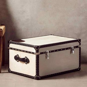 Kensington Townhouse Grey Leather Storage Trunk