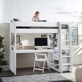 Blaze White Gaming Highsleeper Bed