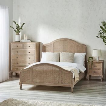 Fleur Rattan Oak Bed - Sizes Available