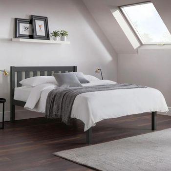 Luna Dark Grey 4ft 6in Double Slatted Bed