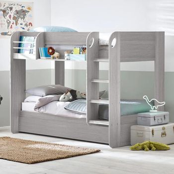 Mars Grey Oak with White Fabric Bunk Bed