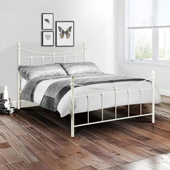 Rebecca Metal Frame White Bed - Sizes Available