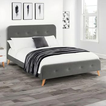 Astrid Grey Fabric 5ft King Size Curved Retro Bed
