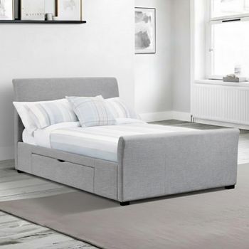 Capri Light Grey Fabric Storage Bed - Sizes Available
