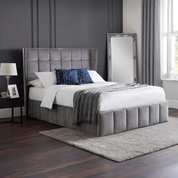 Gatsby Light Grey Fabric Ottoman Storage Bed - Sizes Available