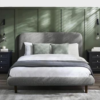 Hannah Grey Boucle Fabric Bed - Sizes Available