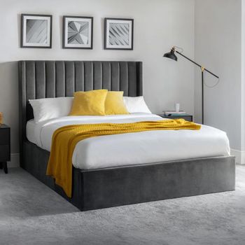 Langham Grey Fabric Ottoman Storage Bed - Sizes Available