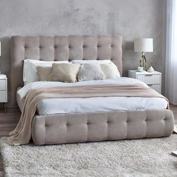 Odette Taupe Fabric Bed - Sizes Available