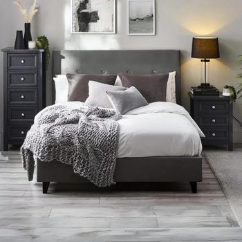 Shoreditch Grey Fabric Bed - Sizes Available