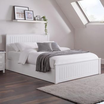 Maine White Ottoman Storage Bed - Sizes Available