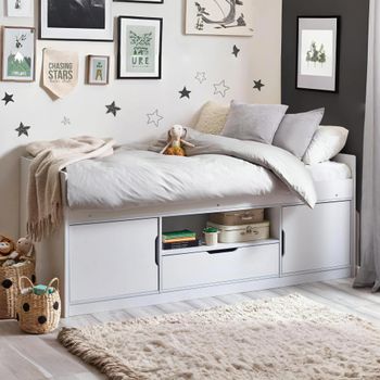 Atom Low Sleeper White 3ft Single 2 Door Bed