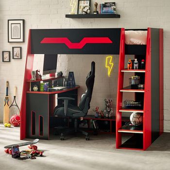 Eagle Black and Red Gaming Highsleeper Bunk Bed