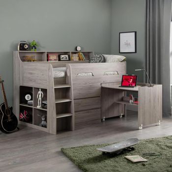 Jupiter Midsleeper Grey Oak Effect Bed