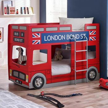 London Red Gloss Bus Bunk Bed