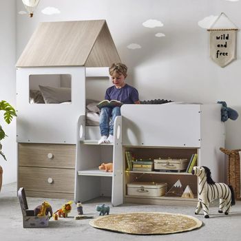 Orpheus Midsleeper White and Wood Bed