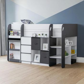Saturn Midsleeper White and Grey Bed