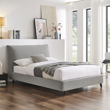 Luis Dove Grey Boucle Fabric Bed - 5ft King Size