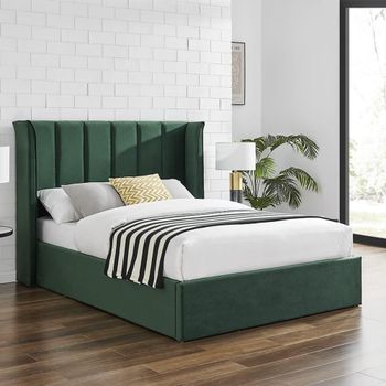Posey Emerald Green Fabric Ottoman Bed - 4ft 6in Double