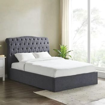 Roma Dark Grey Fabric Ottoman Bed - Sizes Available