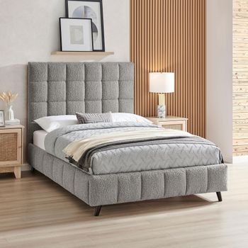 Stark Dove Grey Boucle Fabric Bed - Sizes Available