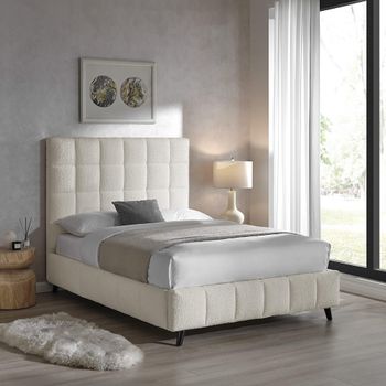 Stark Ivory Boucle Fabric Bed - Sizes Available