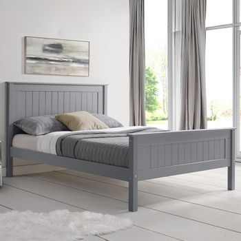 Travis Grey Wooden Bed - High Footend - Sizes Available