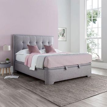 Falstone Ottoman Storage Bed - Marbella Grey Fabric - Sizes Available