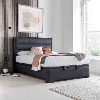 Kirkby Ottoman Storage Bed - Pendle Slate Fabric - Sizes Available