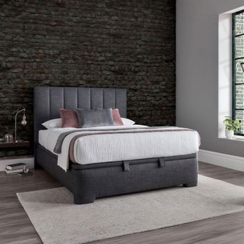Medburn Ottoman Storage Bed - Marbella Slate Grey Fabric - Sizes Available