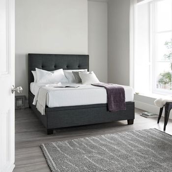 Walkworth Ottoman Storage Bed - Slate Fabric - Sizes Available