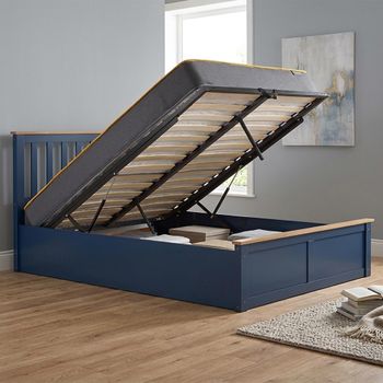 Phoenix Navy Blue 4ft 6in Double Ottoman Storage Bed