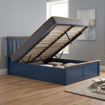 Phoenix Navy Blue 4ft Small Double Ottoman Storage Bed
