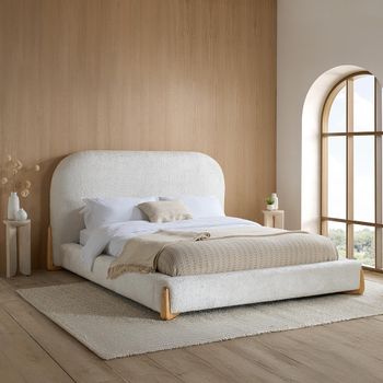 Amalfi White Fabric Bed - Sizes Available