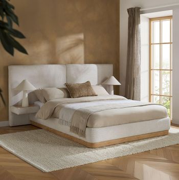 Como White Fabric Bed - Sizes Available