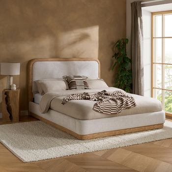 Girona White Fabric Bed - Sizes Available