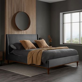 Lincoln Grey Velvet Fabric -4ft 6in Double Bed