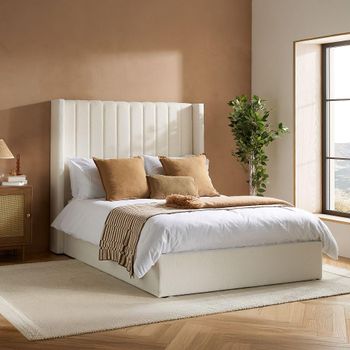 Maisey White Boucle Fabric Ottoman Storage Bed - Sizes Available