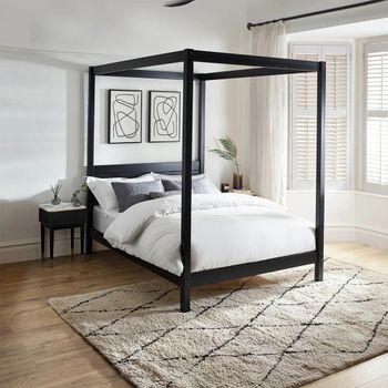 Roxanne 4 Poster Black Canopy Bed - Sizes Available
